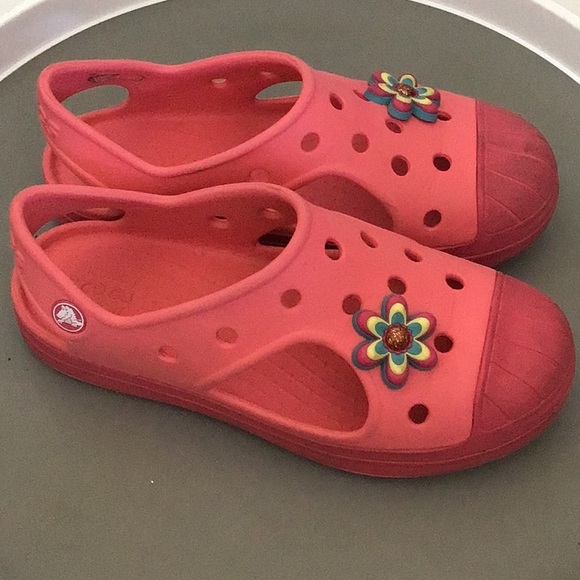 - Crocs Pink Bump It Sandals Slip On Sling Back Clog Jr. Size 2 - Picture 4 of 13
